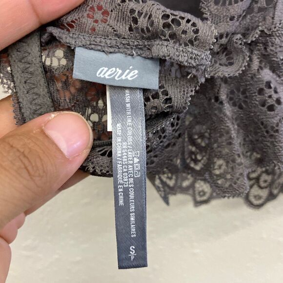 Aerie lace grey halter pull on lined bralette small - Picture 3 of 3